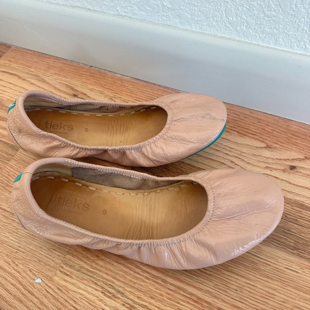 Beige / Teal Tieks, Foldable Shoes, 9